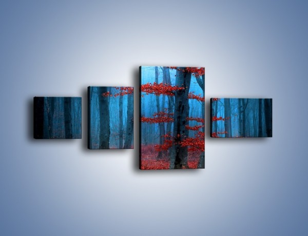 Obraz na płótnie – Czerwień w lesie – czteroczęściowy KN897W5
