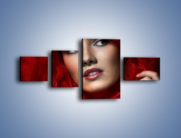 Obraz na płótnie – Kobieta w czerwieni – czteroczęściowy L187W5
