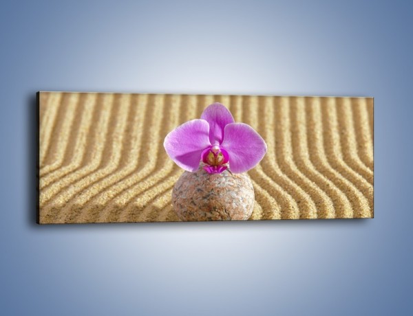 Obraz na płótnie – Struktura piasku z kwiatem – jednoczęściowy panoramiczny K637