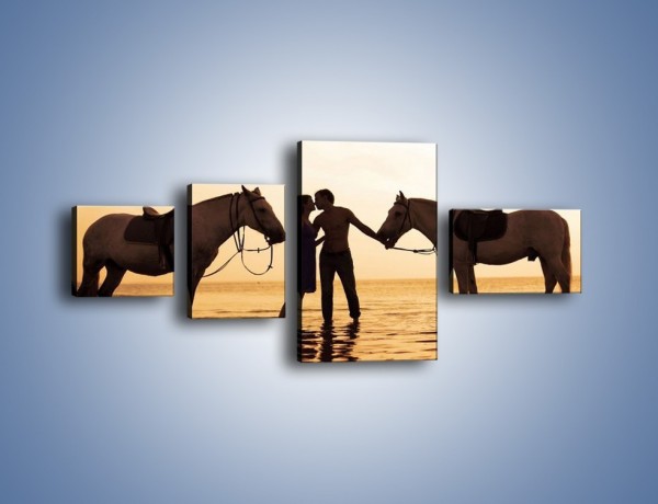 Obraz na płótnie – Miłość morze i konie – czteroczęściowy L253W5