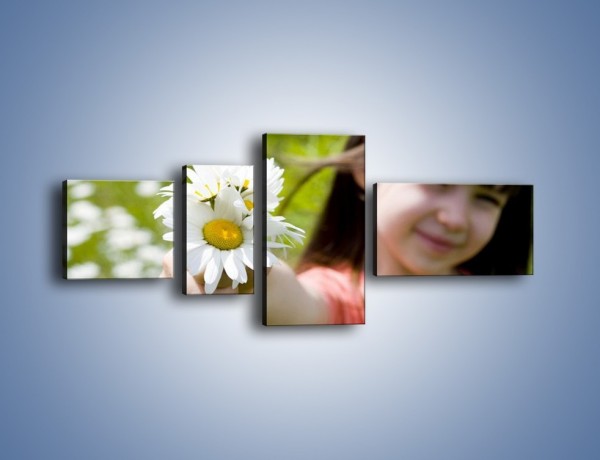 Obraz na płótnie – Kwiatki od małej dziewczynki – czteroczęściowy L255W5