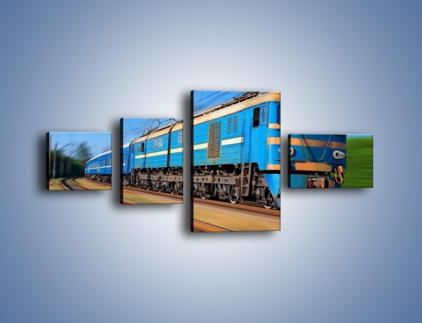 Obraz na płótnie – Pociąg pasażerski w ruchu – czteroczęściowy TM023W5