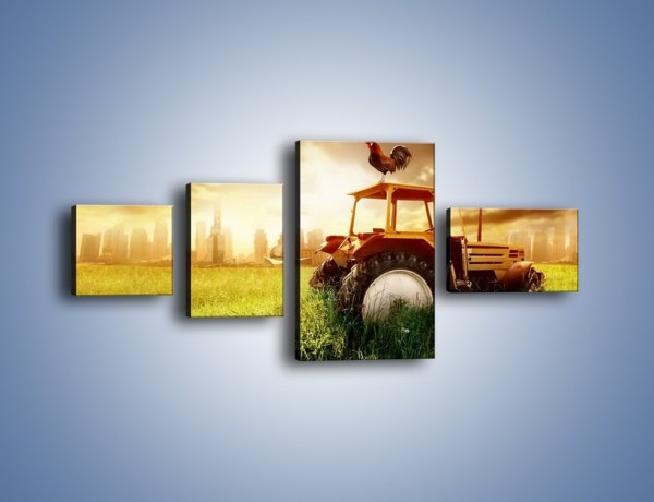 Obraz na płótnie – Traktor w trawie – czteroczęściowy TM031W5
