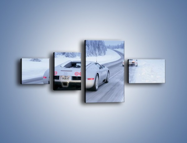 Obraz na płótnie – Bugatti Veyron w śniegu – czteroczęściowy TM134W5