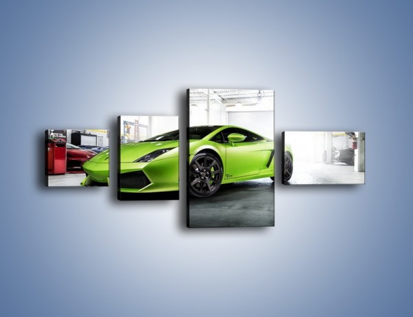 Obraz na płótnie – Lamborghini Gallardo w garażu – czteroczęściowy TM205W5