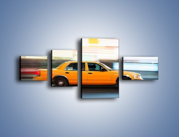 Obraz na płótnie – Żółta taksówka w ruchu – czteroczęściowy TM221W5