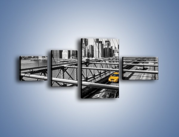 Obraz na płótnie – Taksówka na nowojorskim moście – czteroczęściowy TM224W5