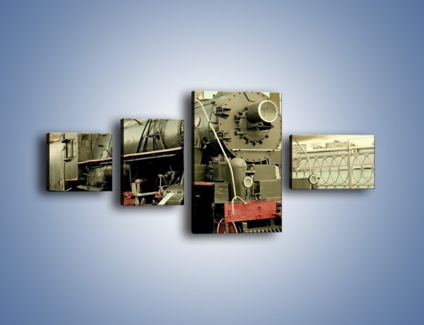 Obraz na płótnie – Stara lokomotywa na stacji – czteroczęściowy TM238W5