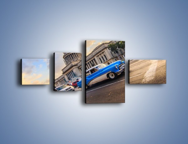 Obraz na płótnie – Samochody na ulicach Hawany – czteroczęściowy TM243W5