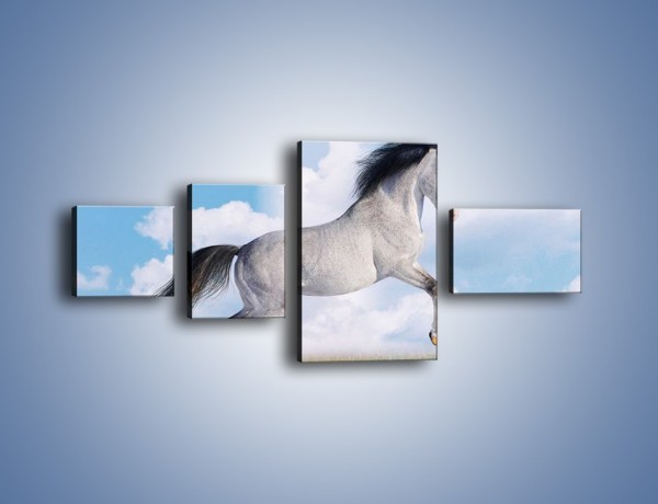 Obraz na płótnie – Białe obłoki i koń – czteroczęściowy Z019W5
