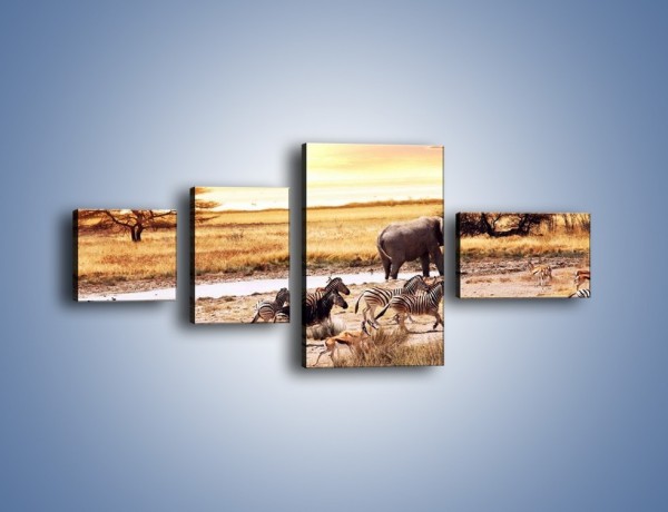 Obraz na płótnie – Zwierzęce stada na sawannie – czteroczęściowy Z028W5