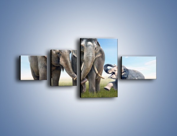 Obraz na płótnie – Przebij łapę ze słoniątkiem – czteroczęściowy Z208W5