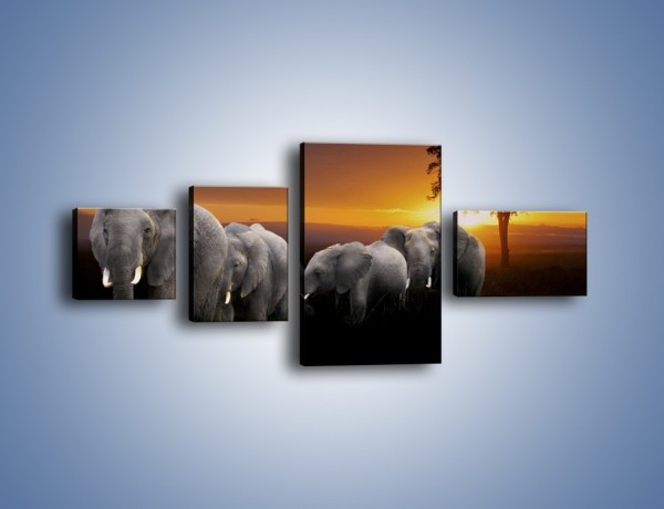 Obraz na płótnie – Powrót słoni do domu – czteroczęściowy Z229W5