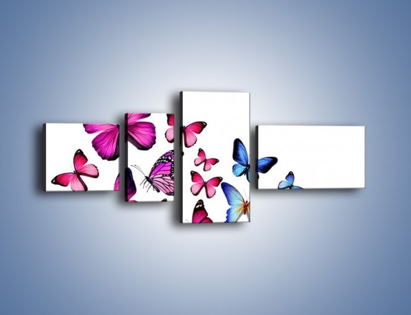 Obraz na płótnie – Rodzina kolorowych motyli – czteroczęściowy Z235W5
