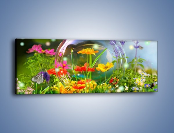 Obraz na płótnie – Bańkowy świat kwiatów – jednoczęściowy panoramiczny K691