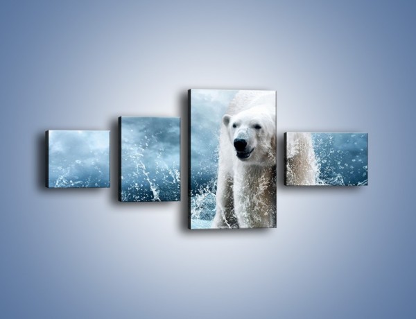 Obraz na płótnie – Polarny niedźwiedź na lodzie – czteroczęściowy Z264W5