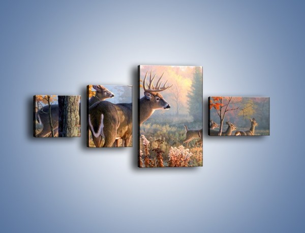 Obraz na płótnie – Randka jeleni z sarnami – czteroczęściowy Z343W5