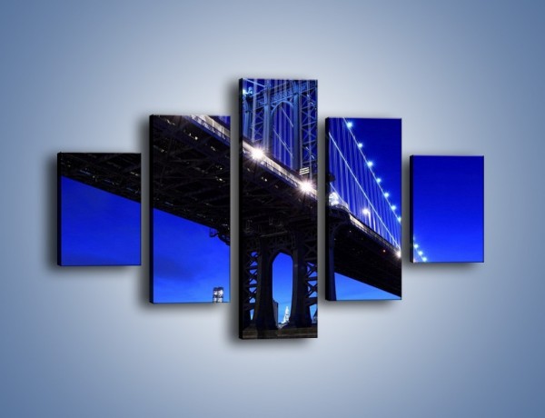 Obraz na płótnie – Oświetlony most wieczorem – pięcioczęściowy AM003W1