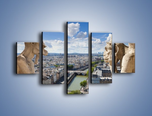 Obraz na płótnie – Kamienne gargulce nad Paryżem – pięcioczęściowy AM037W1