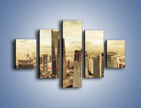 Obraz na płótnie – Panorama miasta w ciągu dnia – pięcioczęściowy AM128W1