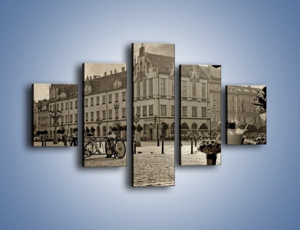 Obraz na płótnie – Rynek Starego Miasta w stylu vintage – pięcioczęściowy AM138W1