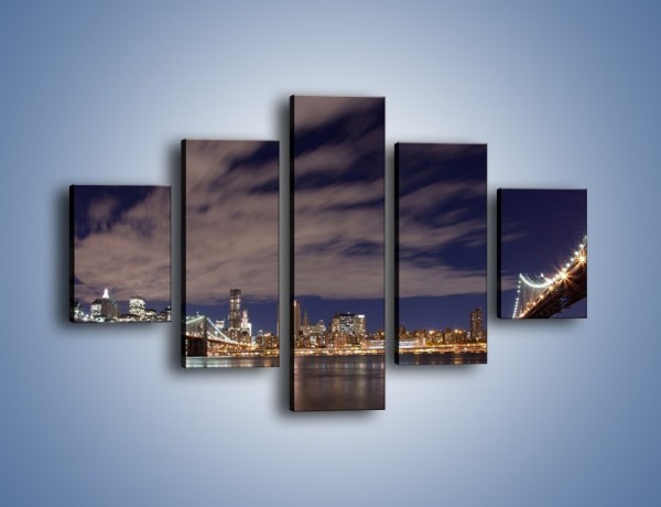 Obraz na płótnie – Rozświetlone nowojorskie mosty – pięcioczęściowy AM204W1