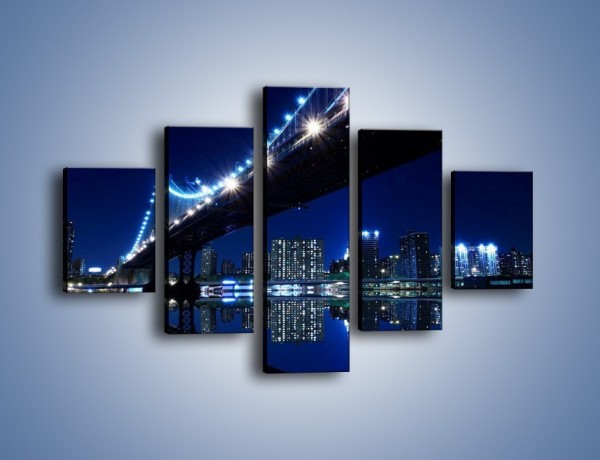 Obraz na płótnie – Oświetlony most w odbiciu wody – pięcioczęściowy AM211W1