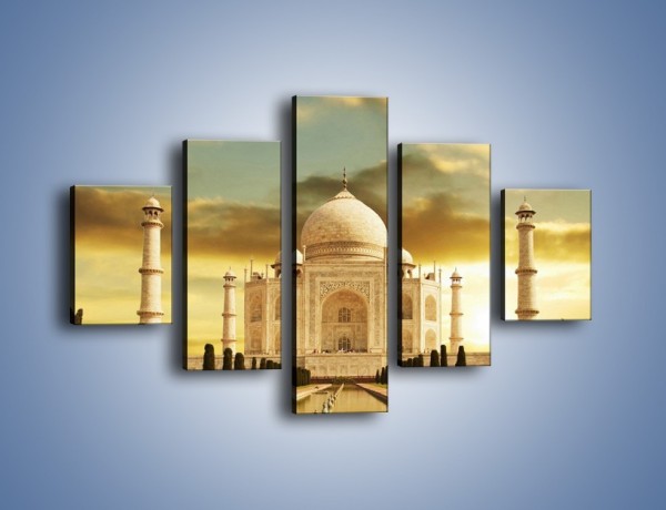 Obraz na płótnie – Tadź Mahal o zachodzie słońca – pięcioczęściowy AM285W1