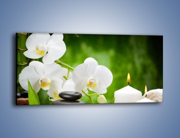 Obraz na płótnie – Odpoczynek przy kwiatach – jednoczęściowy panoramiczny K714