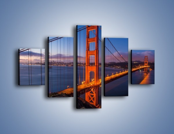 Obraz na płótnie – Rozświetlony most Golden Gate – pięcioczęściowy AM360W1