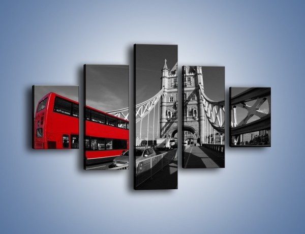 Obraz na płótnie – Tower Bridge i czerwony autobus – pięcioczęściowy AM394W1