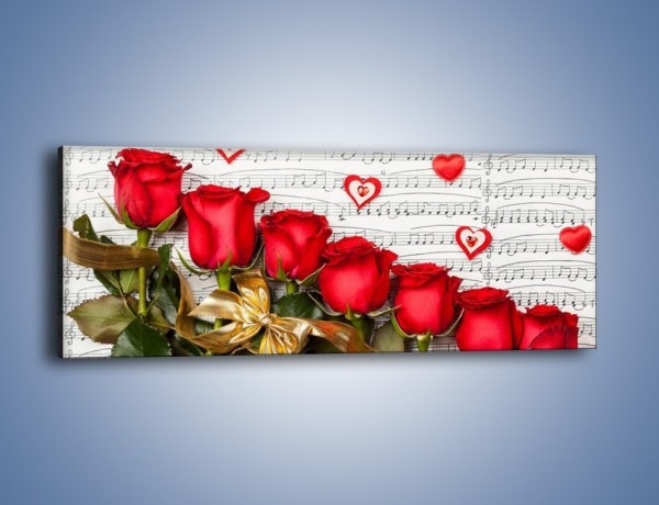 Obraz na płótnie – Miłosne melodie wśród róż – jednoczęściowy panoramiczny K717