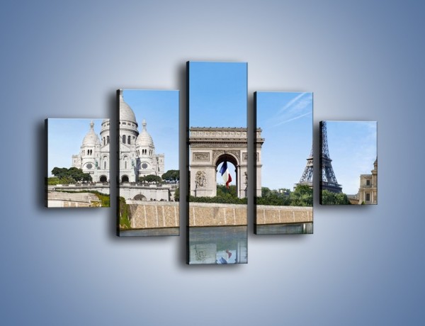 Obraz na płótnie – Atrakcje turystyczne Paryża – pięcioczęściowy AM448W1
