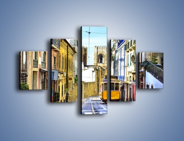 Obraz na płótnie – Romantyczna uliczka w Lizbonie – pięcioczęściowy AM530W1