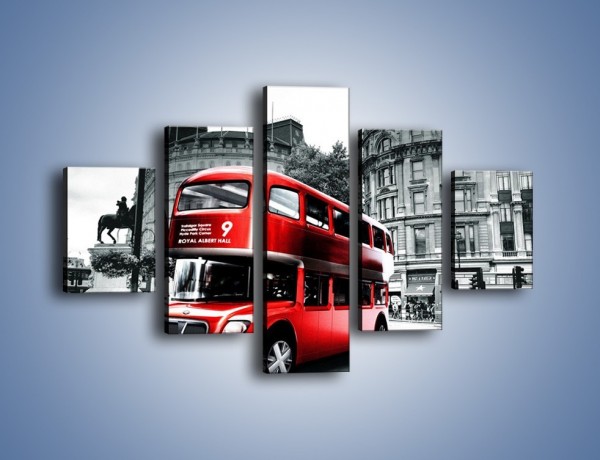 Obraz na płótnie – Czerwony bus w Londynie – pięcioczęściowy AM540W1