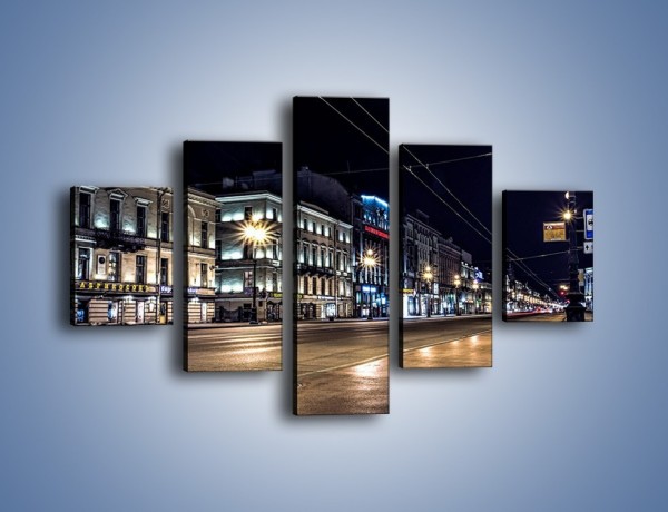 Obraz na płótnie – Ulica w Petersburgu nocą – pięcioczęściowy AM544W1