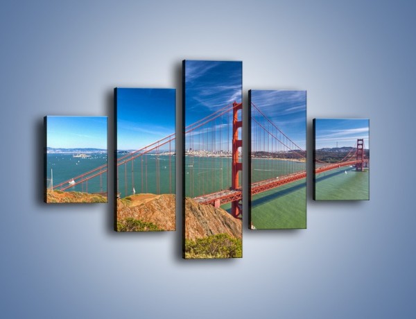 Obraz na płótnie – Most Golden Gate o poranku – pięcioczęściowy AM600W1