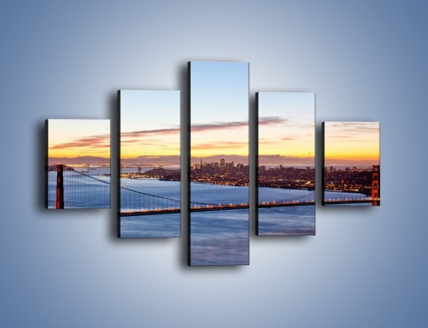 Obraz na płótnie – Most Golden Gate o zachodzie słońca – pięcioczęściowy AM608W1