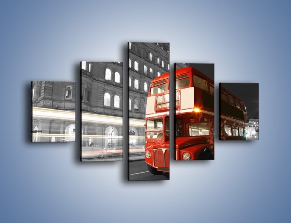 Obraz na płótnie – Czerwony autobus w Londynie – pięcioczęściowy AM634W1