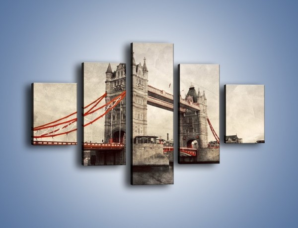 Obraz na płótnie – Tower Bridge w stylu vintage – pięcioczęściowy AM668W1
