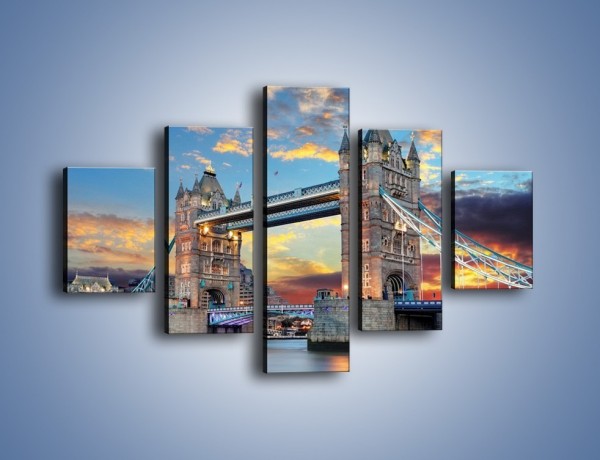 Obraz na płótnie – Tower Bridge o zachodzie słońca – pięcioczęściowy AM669W1