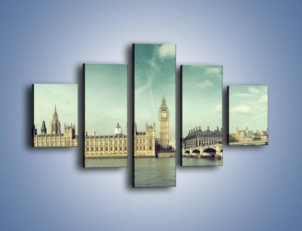 Obraz na płótnie – Panorama Pałacu Westminsterskiego – pięcioczęściowy AM758W1