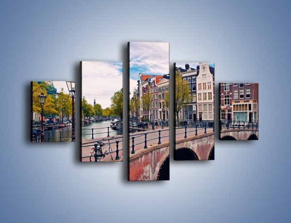 Obraz na płótnie – Kanał i most amsterdamski – pięcioczęściowy AM759W1