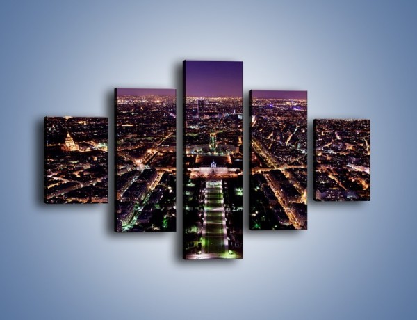 Obraz na płótnie – Panorama Paryża z Wieży Eiffla – pięcioczęściowy AM764W1