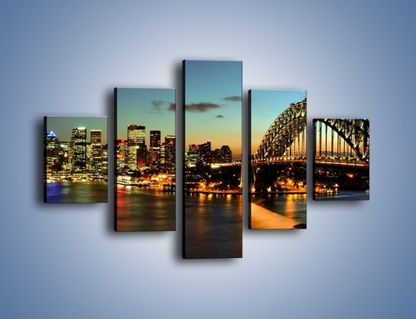 Obraz na płótnie – Panorama Sydney po zmroku – pięcioczęściowy AM770W1