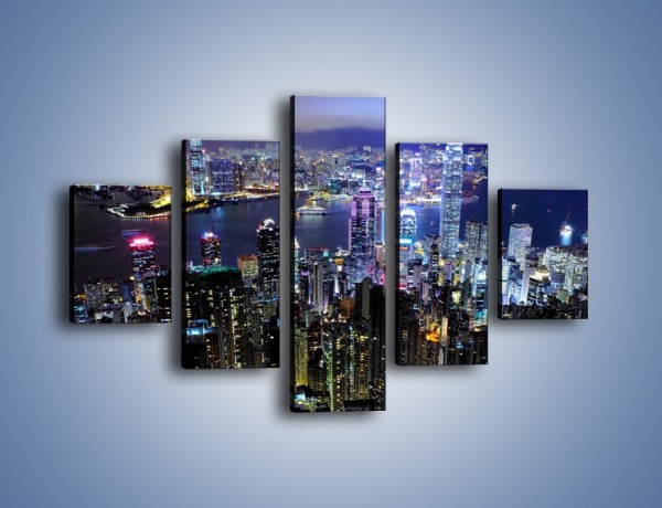 Obraz na płótnie – Nocna panorama Hong Kongu – pięcioczęściowy AM772W1
