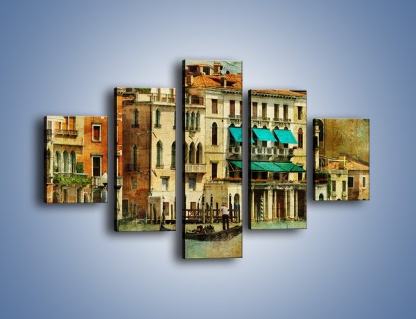 Obraz na płótnie – Weneckie domy w stylu vintage – pięcioczęściowy AM785W1