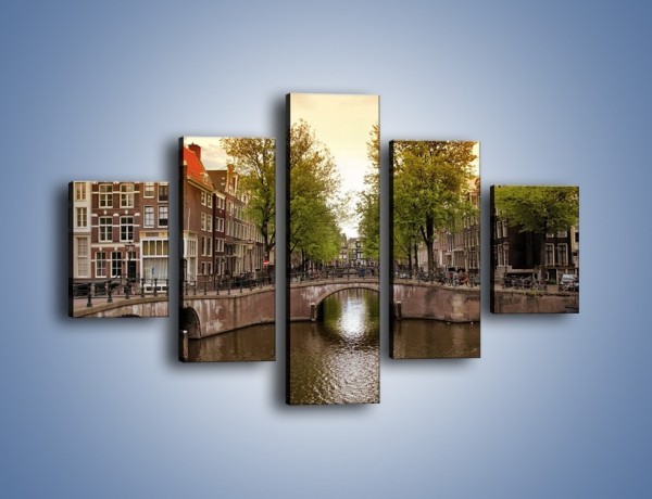 Obraz na płótnie – Amsterdamski kanał – pięcioczęściowy AM800W1