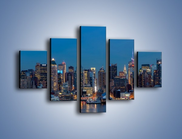 Obraz na płótnie – Panorama Nowego Yorku w nocy – pięcioczęściowy AM809W1