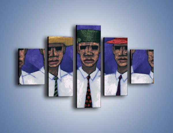 Obraz na płótnie – Nakrycia głowy i kolorowe krawaty – pięcioczęściowy GR083W1